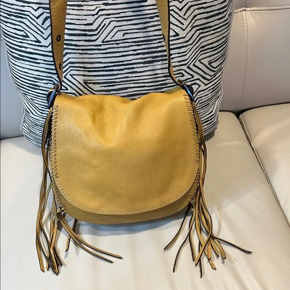 Coach 1941 Whipstitch Saddlebag Fringe Braided Pebbled Leather